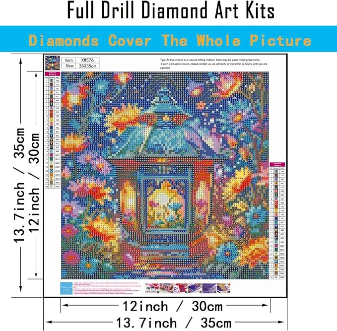 CHWGLFGG 5D Diamond Art Kits for Adults Beginners, Flowers Lantern Diamond Painting Kits, DIY Full Round Drill Paint by Diamonds Dot Gem Art for Adults, Home Wall Decor 13.7X 13.7 Inch