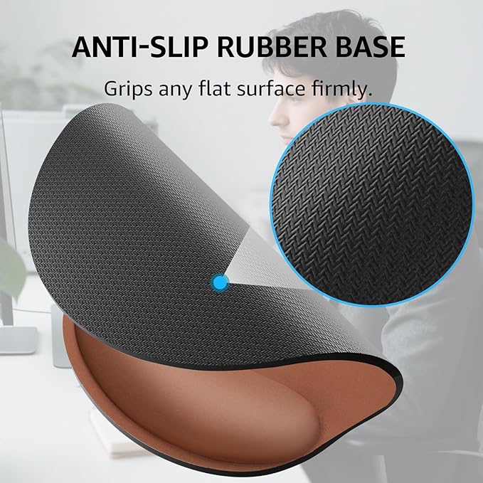 KTRIO Ergonomic Keyboard Wrist Rest, Memory Foam Mouse Pad with Wrist Rest for Computer Keyboard, Mouse Pad Set for Easy Typing & Pain Relief for Office & Home, Coffee Brown