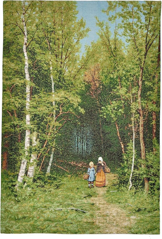 AureoMadis Woven Tapestry Wall Hanging | Shishkin Forest Landscape Art, Jacquard Woven Vintage Wall Decor with TC Backing, Medieval/Victorian Fine Art Tapestries Dual Rod Pocket 28.5"x41.5"