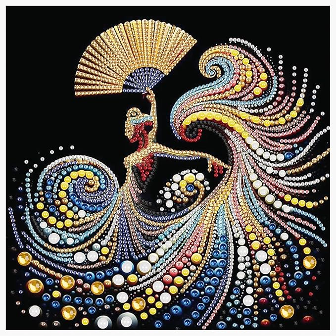 Tontut Diamond Art Painting Kit, Fan Lady 5D DIY Special Shape Mosaic Crafts for Beginners and Adults, can be Gifted to Family and Friends, Great for Decorating Home and Office Walls