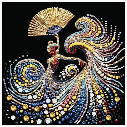 Tontut Diamond Art Painting Kit, Fan Lady 5D DIY Special Shape Mosaic Crafts for Beginners and Adults, can be Gifted to Family and Friends, Great for Decorating Home and Office Walls