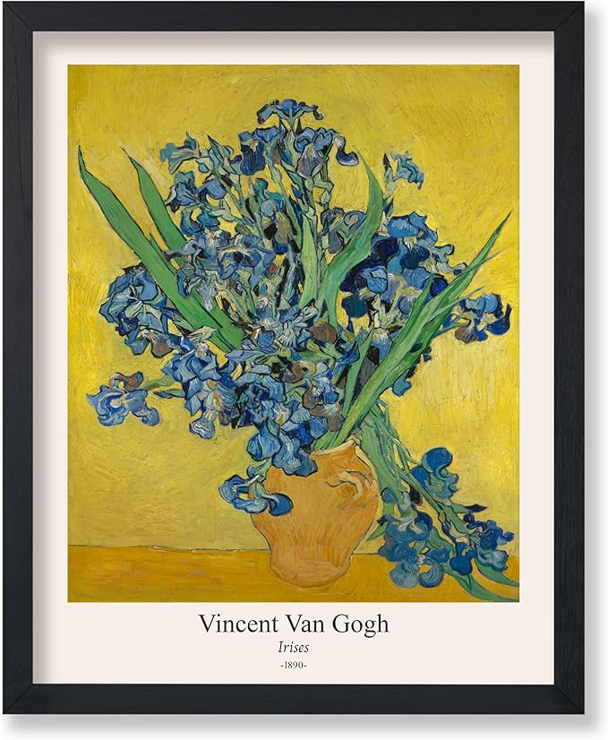 Monem Art Vintage Van Gogh Poster - Retro Irises Print - Flowers in Vase Art - Impressionism Art - Floral Art - Fine Art - Classic Painting Art - Living Room Wall Decor - 16x20 UNFRAMED Wall Art