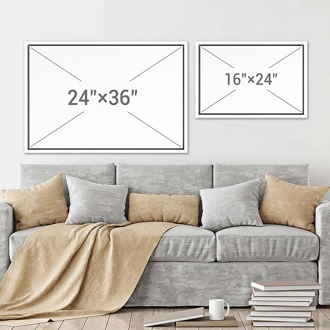 SIGNWIN Framed Canvas Print Wall Art Set Mid-Century Brown Polygon Landscape Abstract Shapes Digital Art Modern Art Decorative Minimalism Vintage for Living Room, Bedroom, Office - 16"x24"x2 White