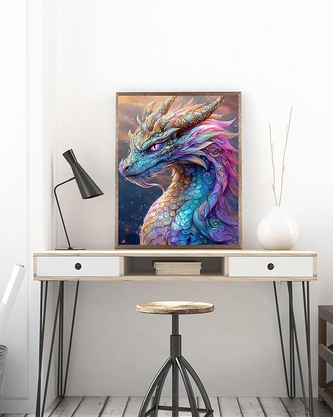 Dragon 5D DIY Diamond Painting Kits for Adults, Diamond Art Kits for Beginners, Full Drill Dot Painting Gem Art Kits for Home Wall Decor11.8 x15.7 Inch
