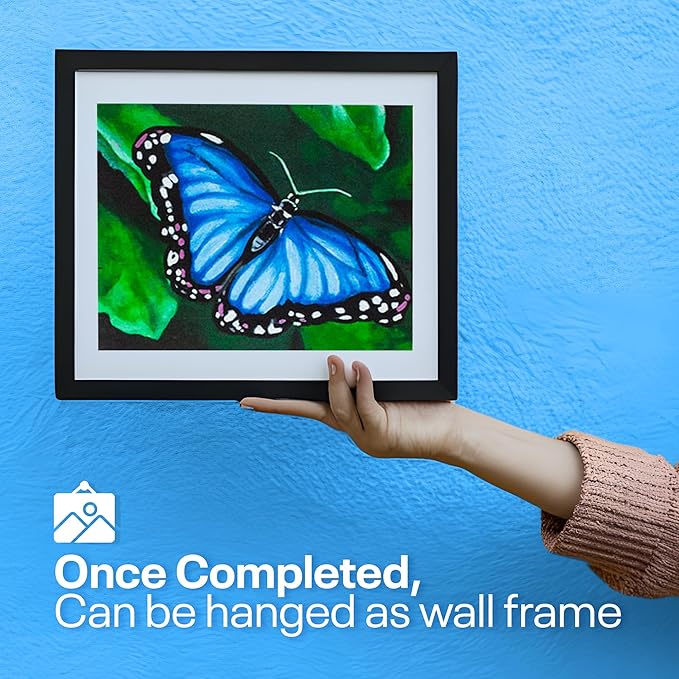 DIY Art Painting Kit for Adults – Learn to Paint Blue Butterfly with Video Tutorials – 9 Pieces Acrylic Paint Set for Kids – Perfect Christmas Gifts for Grandkids, Beginners & Art Lovers