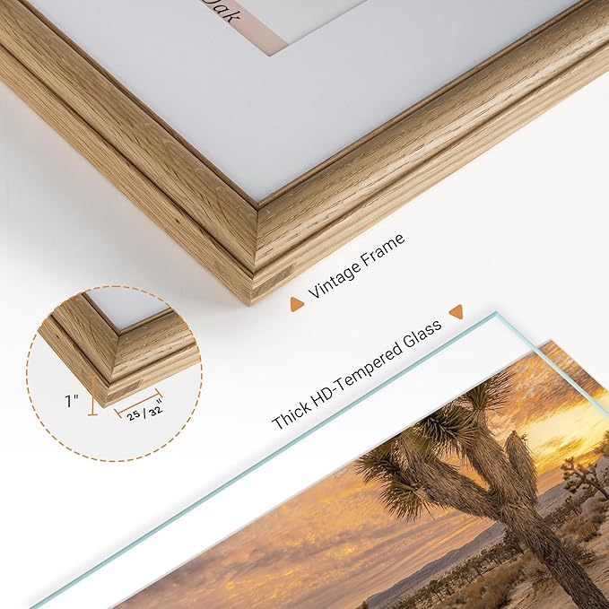 Heimlove 12x16 Picture Frame,12 x 16 Solid White Oak Photo Frame Matted to 8.5x11 with Tempered Glass,12"x16" Handcrafted wood Poster Frame,Vertical or Horizontal Wall Hanging Display,3 Pack