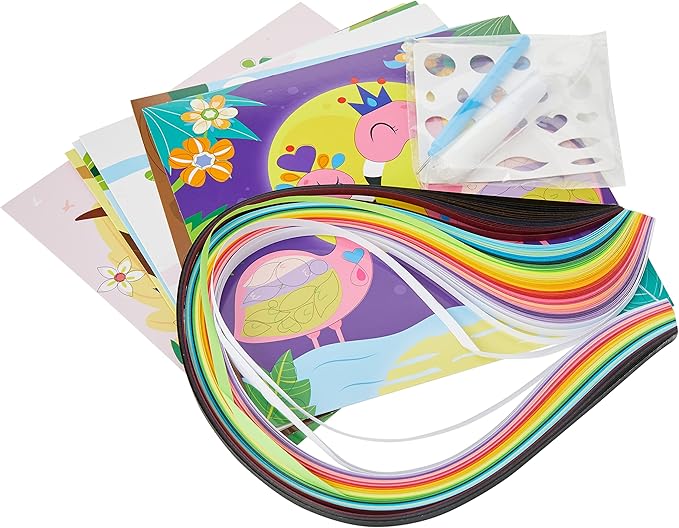C.S. Kids DIY Paper Quilling Arts & Crafts Gifts - Animal Kingdom | 3D Design Kits for Kids, Make Your Own Art (Strips & Tools Included)