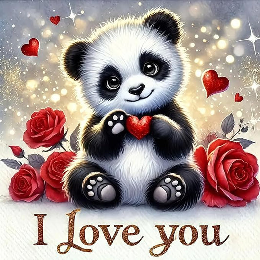 CSZPPQAF Valentine 5D Diamond Painting Kits for Adults, Panda Diamond Art Kits for Adults Beginner, DIY Full Drill Gem Art Paint by Diamonds Dots Crafts Kits for Home Decor 13.7x13.7Inch