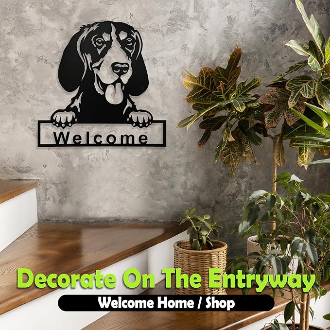 LACEEZEN Metal Dog Wall Art Home Decor Minimalist Hanging Appearance Dog Black Wall Sculptures Room & Living Room Front Entry Door Wall Garden Balcony 9.8"x 9.8"