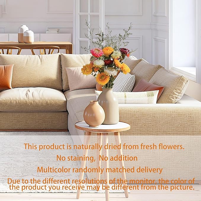24 Pcs Natural Dried Straw Flowers Daisy, Orange Dried Flowers Arrangements for Vase, Home Office Wedding Table Centerpiece Farmhouse DIY Decor, Yellow