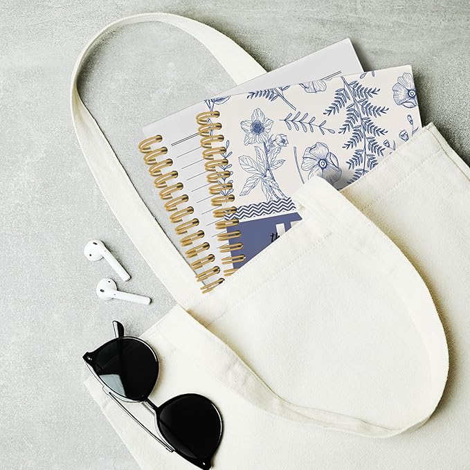 Christian Jesus Journal Notebook, Blue and White Floral Notebooks College Ruled for Work School, Preppy Bible Gifts for Women, Office Supplies, Hardcover Spiral Notebook 5.5"x8.3"