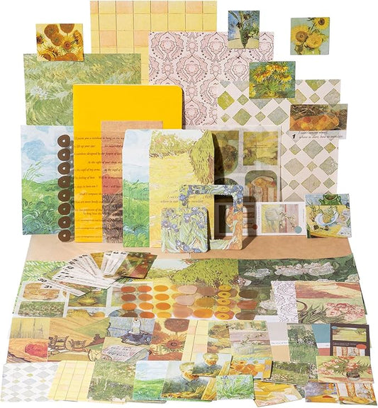 YagCu Scrapbook Kit for Beginners, Aesthetic Junk Journal Supplies, Scrapbooking and Journaling Materials, Bullet Journals Stationery, Planner DIY Arts Craft, Women Adults