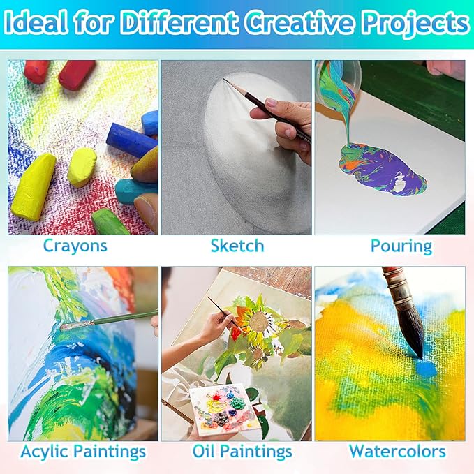 28 Pack Canvas Boards for Painting, White Canvas Panels, Multi Pack 5x7, 8x10, 9x12, 11x14 Gesso Primed Acid-Free Painting Canvases, Blank Canvases for Watercolor Acrylic Oil Tempera Paints
