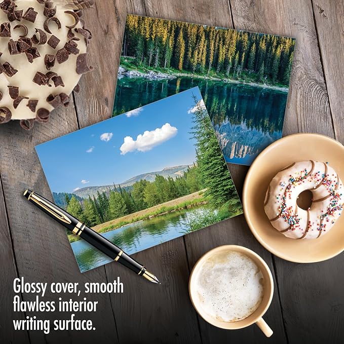The Best Card Company - 20 Landscape Nature Note Cards Blank (4 x 5.12 Inch) (10 Designs, 2 Each) - Reflections AM1728OCB-B2x10