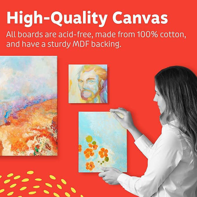 Artlicious Canvases for Painting 12 Packs - 8 x 10” Blank Canvas 100% Cotton Painting Canvas Panels for Acrylic, Oil & Watercolor Paint for Canvas Painting