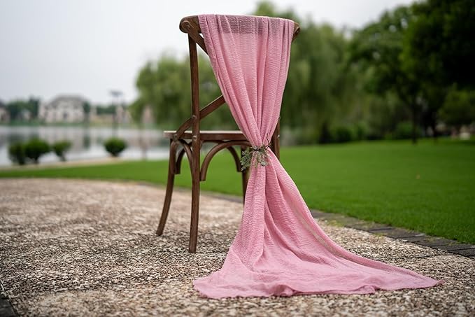 Keketoarrange Dusty Rose Valentines Cheesecloth Table Runner Gauze 120 Inch 10 FT Rustic Boho Cheese Cloth Runner for Wedding Baby Shower Bridal Shower Garden Party Sheer Spring Home Decorations
