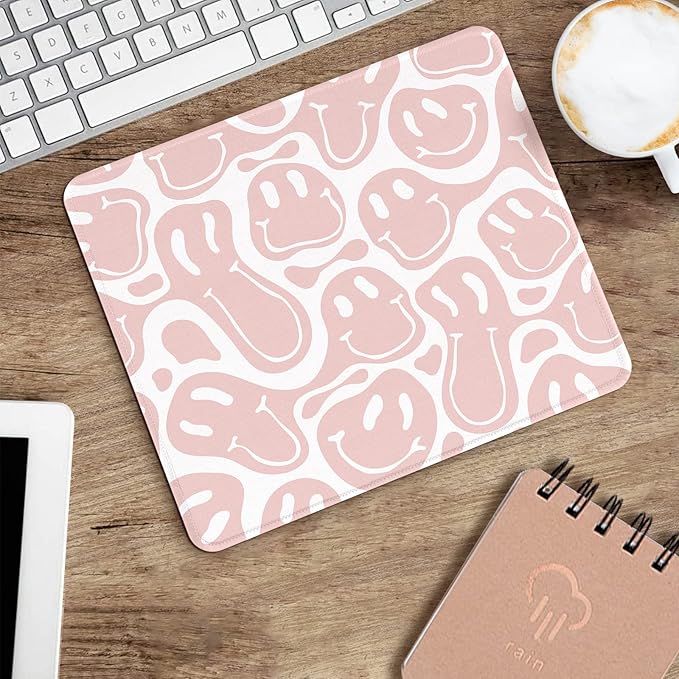 Seorsok Square Mouse Pad Cute Retro Smiley Hippie,Office Home Personalized Premium-Textured Mouse Mat Design,Waterproof Mousepad,Non-Slip Rubber Base Computer Mouse Pads for Wireless Mouse