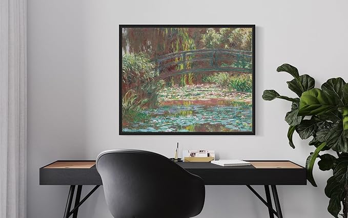 Water Lily Pond Claude Monet Wall Art Print Poster, Impressionist Painting Wall Art Wall Decor, for Bedroom and Living room Bathroom Decor 115 (Water Lily Pond, 11 x 14 inches, Black Frame)