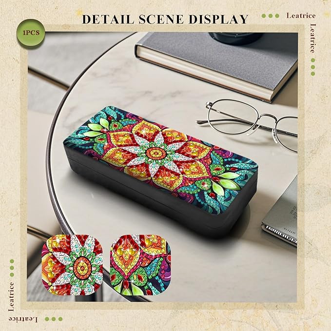 Leatrice Mandala Diamond Art Kits for Adults Small Diamond Painting Kit Eyeglass Case Hard Shell Gem Art Paint by Diamonds Dot 5d Diamond Art DIY for Beginner Women