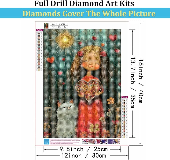 Mosaflare 5D Diamond Painting Kits for Adults, Woman and Cat Diamond Art for Beginners, DIY Full Round Drill Paint by Diamonds Dot Gem Art for Adults, Home Wall Decor 12x16 Inch