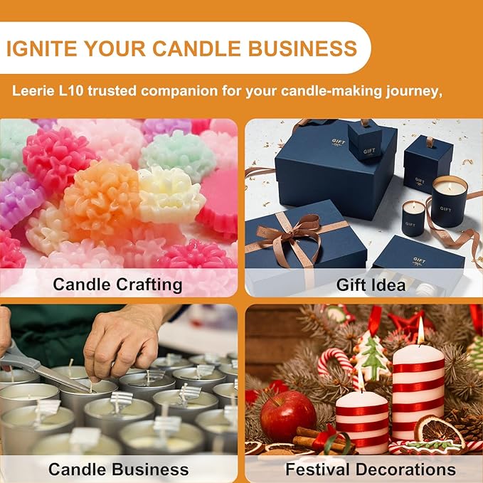 Leerie 20Lbs Commercial Wax Melter for Candle Making, L10 Extra Large Electric Wax Melting Pot Kit for Candle Making Business with Heating Core Brass Spout & Temp Control & Heat Resistant Handle