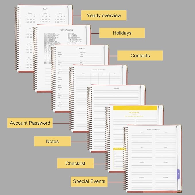 Yoment 2026 Planner Weekly and Monthly 8.5"x11" Large Hardcover Planner from Dec 2025 - Dec 2026 13 Months Calendar Academic Planners for Women Men Agenda Daily Weekly Yearly Planning with Tabs, Black