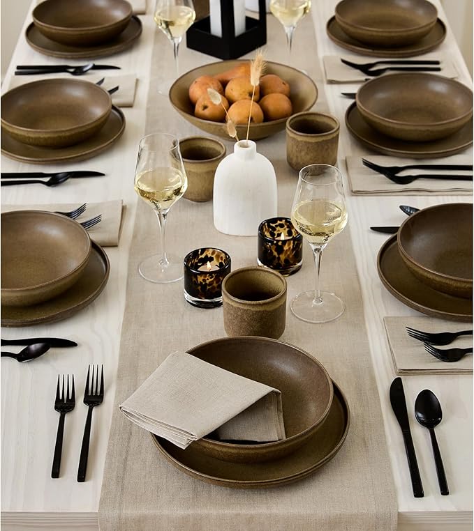 Solino Home Linen Natural Table Runner 60 Inches - 100% Pure Linen Short Table Runner 14 x 60 Inch Ideal for Dresser and Coffee Tables - Spring, Easter - Fete