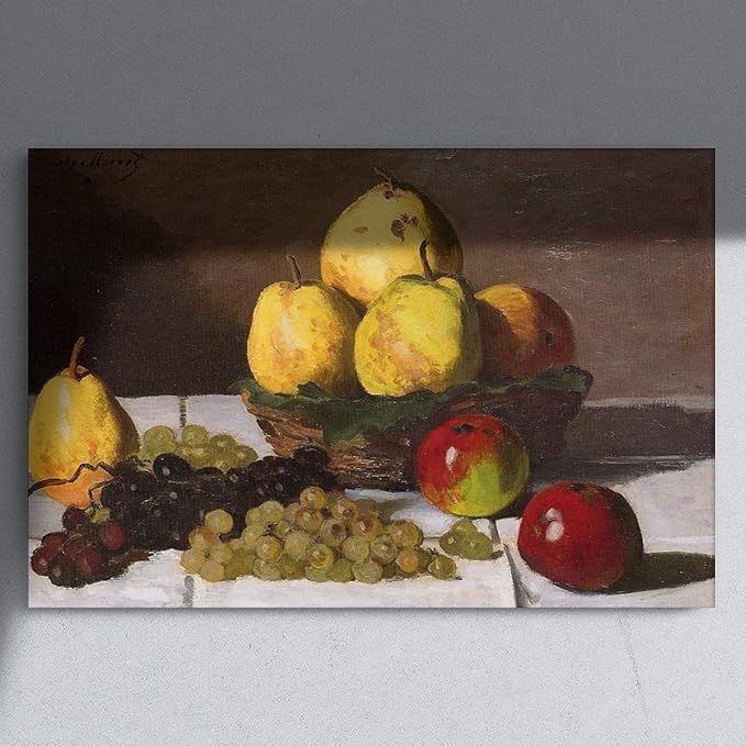 CFIOZYOS 40+ Monet Famous Print Posters Still Life with Pears And Grapes by Claude Monet Impressionism Canvas Wall Art Print Poster For Home School Office Decor Unframe 20×30inch(50×75cm)