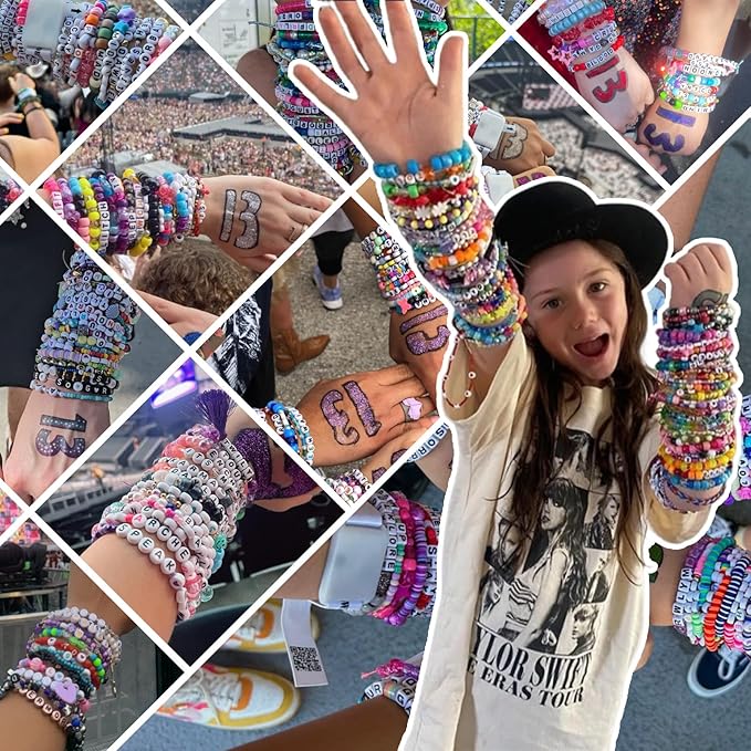 Gionlion 4200Pcs Pony Beads for Bracelet Making Kit, 48 Colors Kandi Beads Bracelet Kit, 2500pcs Rainbow Candy, 1700pcs Friendship Letter Bead with 20 Meter Elastic Strings for Jewelry Making