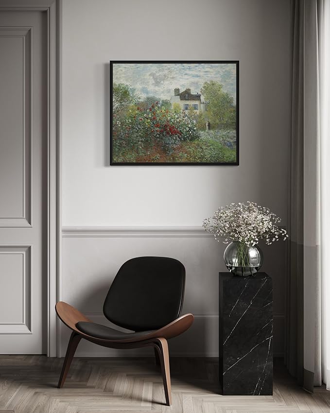 The Garden Claude Monet Wall Art Print Poster, Impressionist Painting Wall Art Wall Decor, for Bedroom and Living room Bathroom Decor 115 (The Garden, 11 x 14 inches, Black Frame)