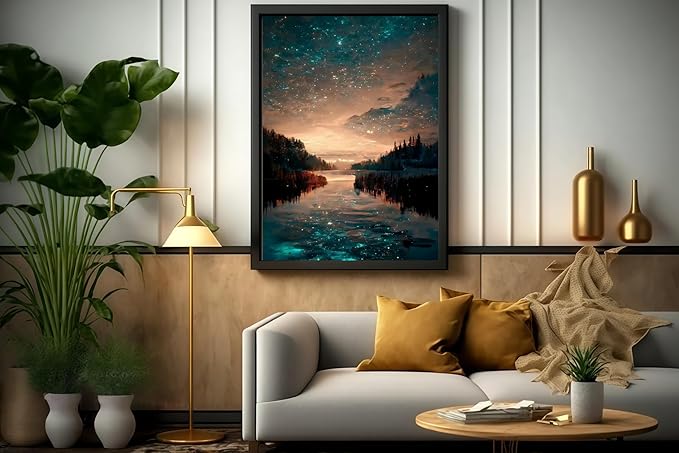 Paint by Numbers Kit for Adults Beginner,Starry Sky River Forest Paint by Number Kits Canvas Without Framed,DIY Acrylic Oil Painting Adults Paint by Numbers Kits for Home Wall Decor 16x20 Inch