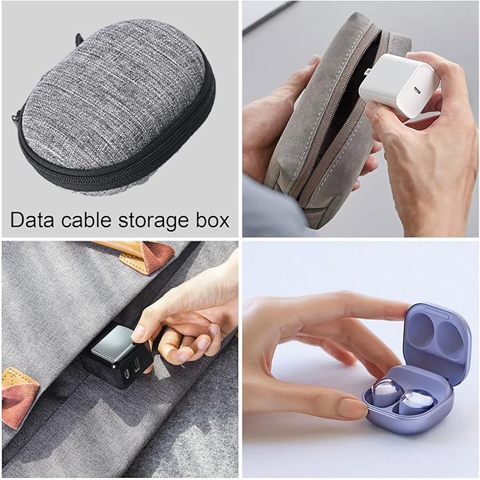 Electronic Storage Bag,Cable Organizer Solid Color Electronic Organizer - Shock-Resistant Travel Digital Accessories Storage Bag Multifunctional Travel for Cable Cord