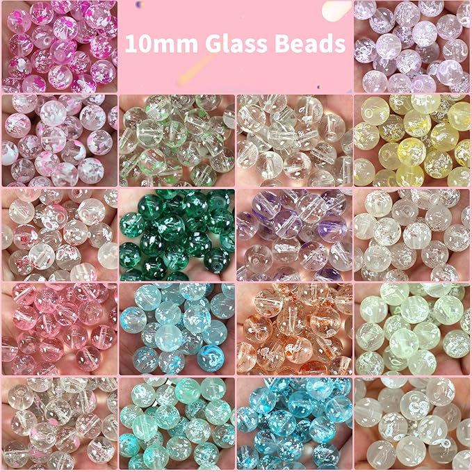 Pamir Tong 10mm Colored Glass Beads for Jewelry Making-700pcs Round Smooth Beads Spacer Bracelet Loose Beads Accessories for Making Earring, Necklaces, DIY Crafts & Gifts #366