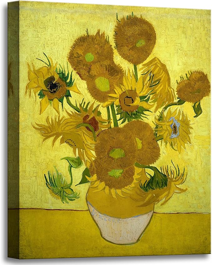 msspart Sunflowers by Vincent Van Gogh Canvas Wall Art Flower Vase Painting Giclee Print Floral Picture for Home Decor 12"x16"