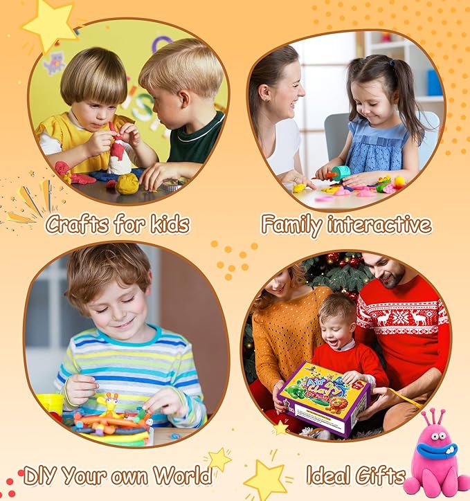 Air Dry Clay for Kids 150 Colors Air Foam Clay, Magic Clay, Non-Sticky Soft and Super Light Molding Clay with Sculpting Tools, Guide, Arts and Crafts Gift for Boys Girls Kids 3 Age+