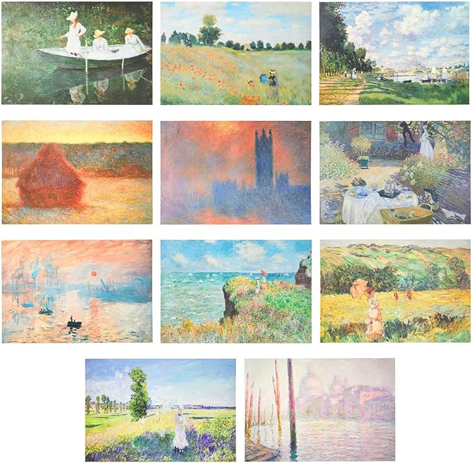 The Gifted Stationery Wall Art Monet Poster Set - 20 Pack, 13 x 19 in, Multicolor - Office & Dorm Room Wall Decor - Apartment Decor & Aesthetic Art Prints