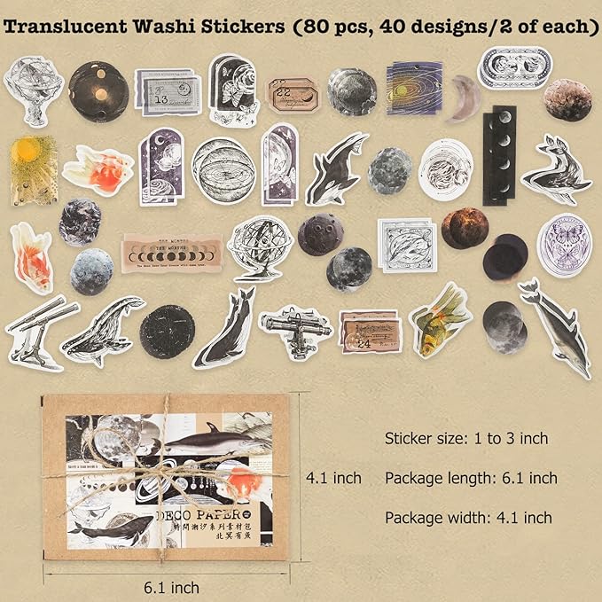 Knaid 200 Pieces Vintage Ephemera Pack Decoupage Paper Junk Journal Kit Scrapbook Planner Sticker Supplies for Art Journaling Bullet Journals Collage Craft Notebooks Album Crafter Gifts (Exploration)