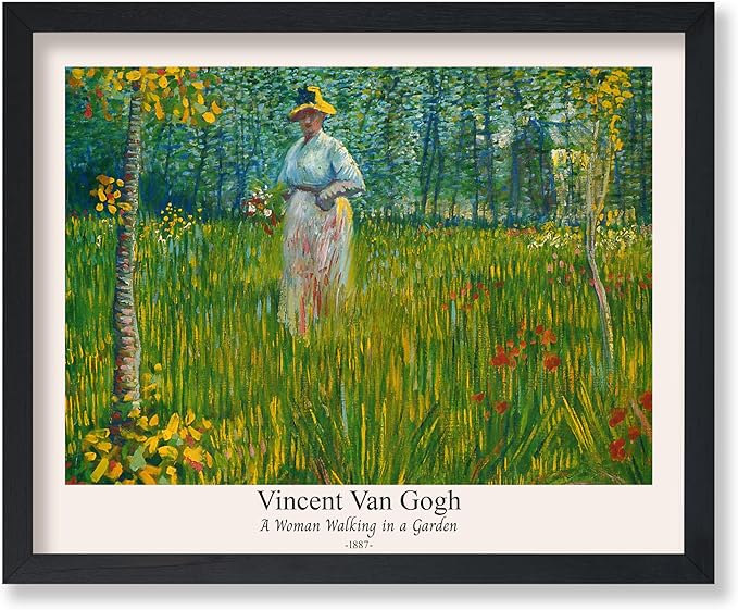 Monem Art Vintage Van Gogh Poster - Retro A Woman Walking In A Garden Print - Impressionism Art - Fine Art - Classic Painting Art - Floral Art - Bedroom or Office Decor - 11x14 UNFRAMED Wall Art