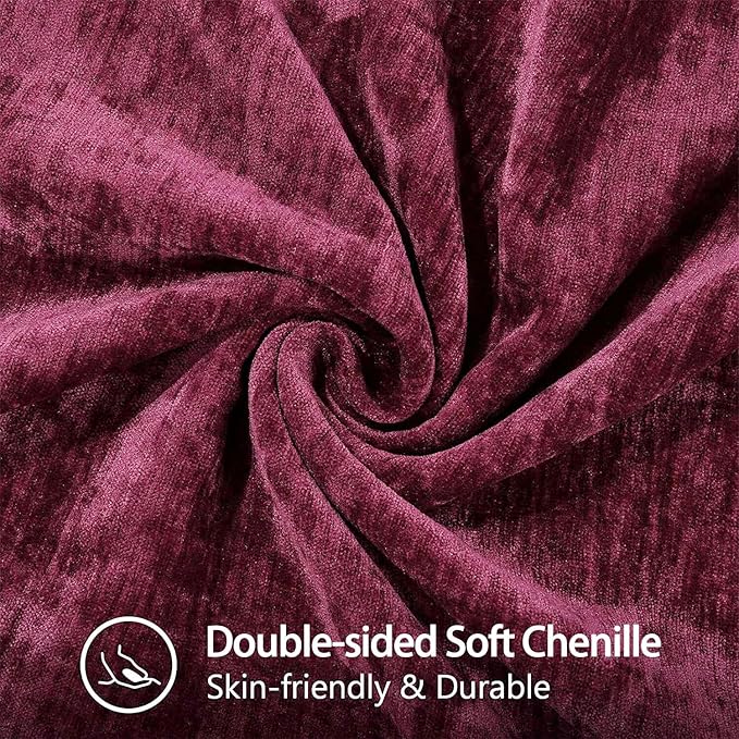 decorUhome Spring Chenille Soft Throw Pillow Covers 24x24 Set of 2, Farmhouse Velvet Neutral Decorative Euro Sham Pillow Covers with Stitched Edge for Couch Sofa Bed Home Decor, Rhododendron