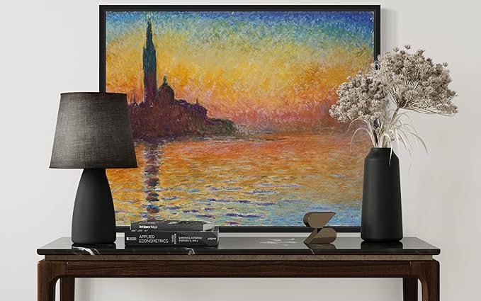San Giorgio Maggiore Claude Monet Wall Art Print Poster, Impressionist Painting Wall Art Wall Decor, for Bedroom and Living room Bathroom Decor 115 (San Giorgio Maggiore, 8 x 10 inches, Black Frame)