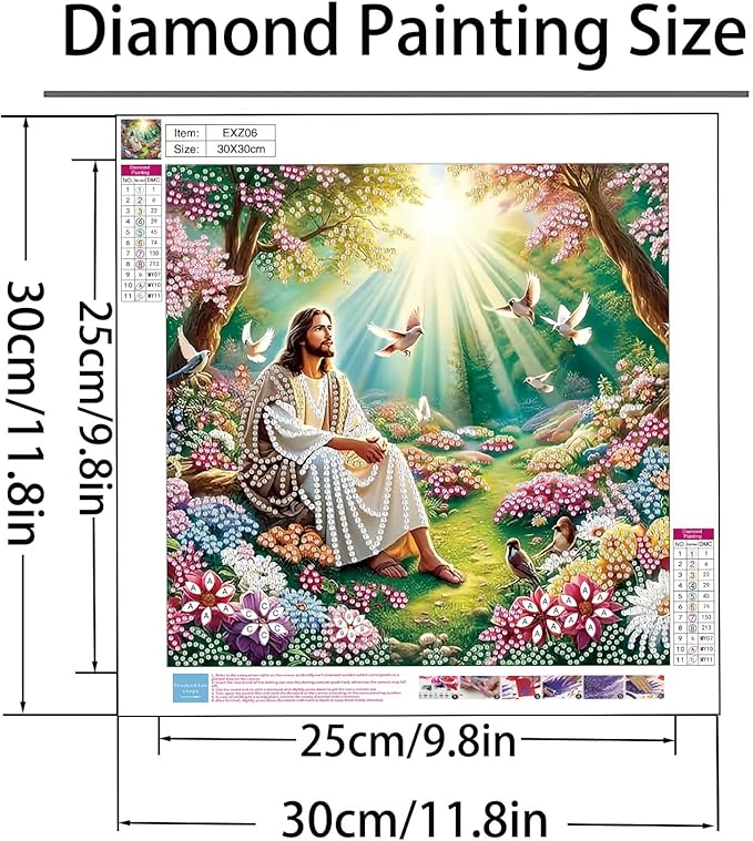 GXGLLPZBY DIY Special Shape Diamond Art Kits, 5D Religious Diamond Painting for Beginners Adults, Jesus Round Full Drill Diamond dot Art Kits, Gem Art for Adults Home Wall Decor 11.8x11.8in