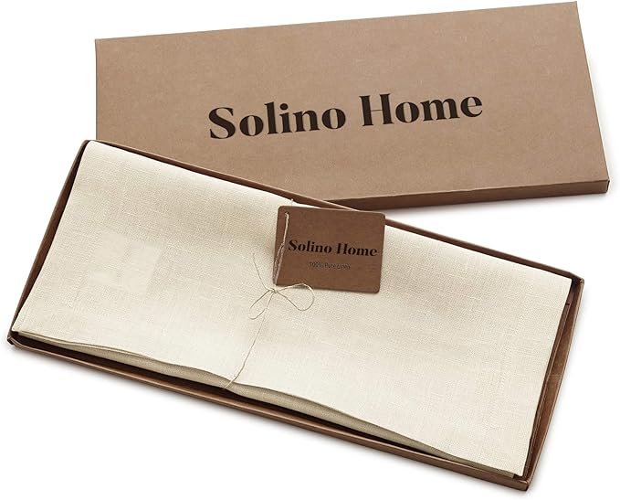 Solino Home Linen Ivory Table Runner 108 Inches Long - 100% Pure Linen 14 x 108 Inch Table Runner for Dining, Spring, Easter - Fete
