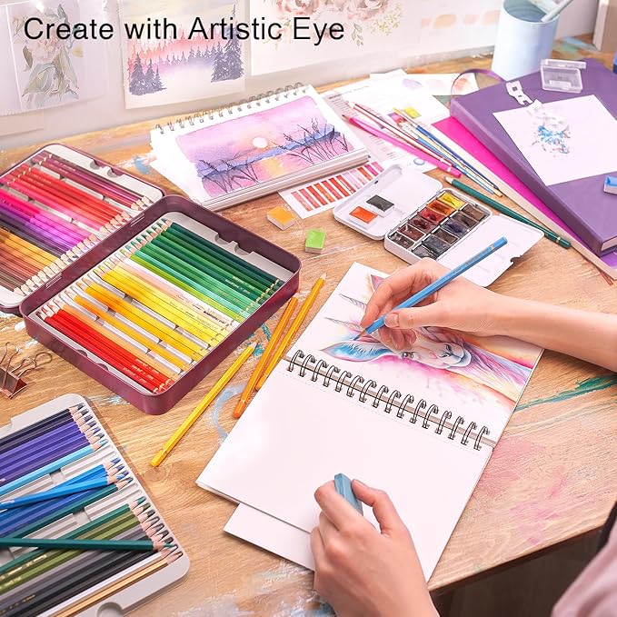ARTISTIC EYE Premium Watercolor Pencils | Set of 72, Quality 3.5mm Soft Core Leads, Water-Soluble Pencils, Perfect for Beginner & Advanced Artists