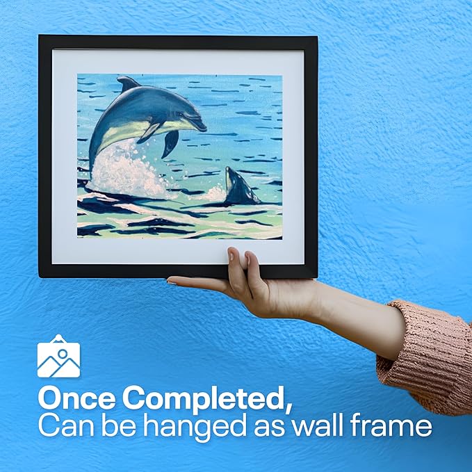 DIY Painting Class Kit for Adults with Video Tutorials: Learn to Paint Dolphins – How to Paint with Acrylics – Painting & Art Supplies – 9 Piece Acrylic Paint Set