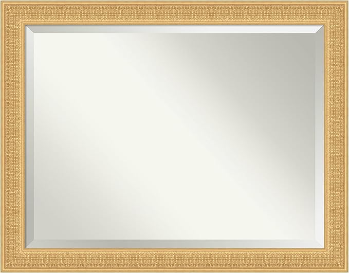 Amanti Art Gold Wall Mirror 36x46 Trellis Gold Rectangle Bathroom Mirror for Wall Decor Living Room, X-Large Traditional Wood Frame, Hangs Horizonally and Vertically, Bathroom Decor, Beveled Edge