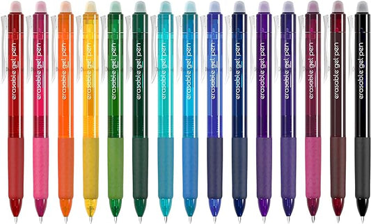 Vanstek 15 Colors Retractable Erasable Gel Pens Clicker, Fine Point(0.7), Make Mistakes Disappear, Premium Comfort Grip for Drawing Writing Planner and School Supplies