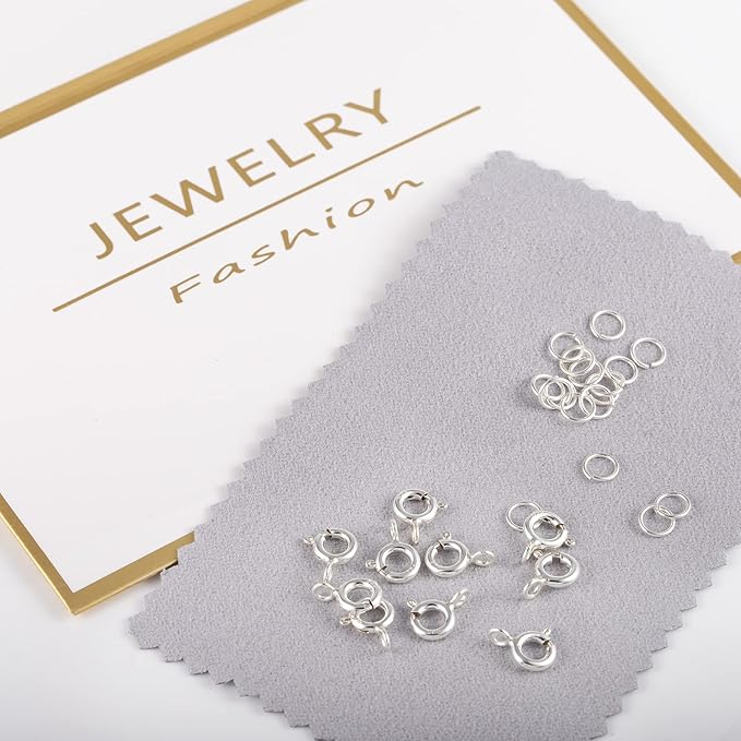 40 PCS Necklace Bracelet Clasps and Closures with Open Jump Rings Set 5mm Spring Ring Jewelry Connectors for Jewelry Making (6mm Clasps Silver)