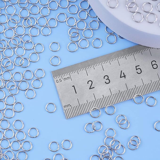 6mm Open Jump Rings Jewelry DIY Findings for Choker Necklaces Bracelet Making, Silver, 1000 PCS