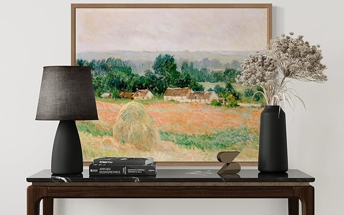 Haystack at Giverny Claude Monet Wall Art Print Poster, Impressionist Painting Wall Art Wall Decor, for Bedroom and Living room Bathroom Decor 115 (Haystack at Giverny, 16 x 20 inches, Wood Frame)