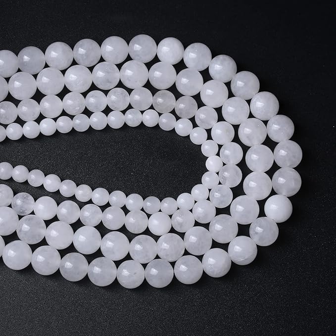 90pcs 4mm Natural White Jades Stone Beads Round Loose Spacer Beads for Jewelry Making DIY Bracelet,Energy Stone Healing Power (4mm, White Jade)
